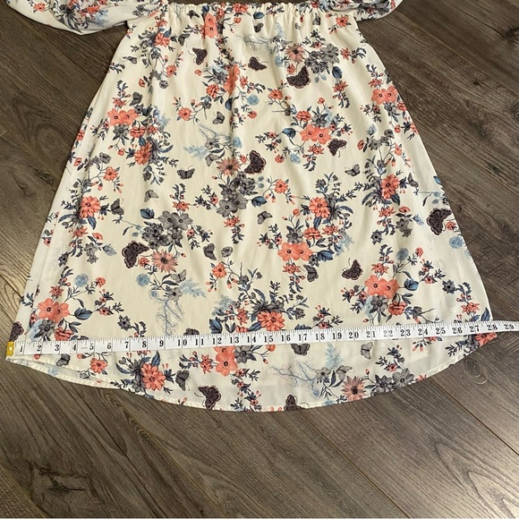 Audrey 3 + 1 dress off shoulder tunic style dress floral butterfly print lined - Picture 7 of 11